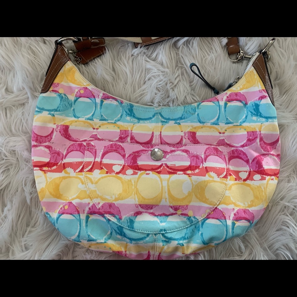 Vintage Coach Hampton Multicolor Pastel Hobo Purse